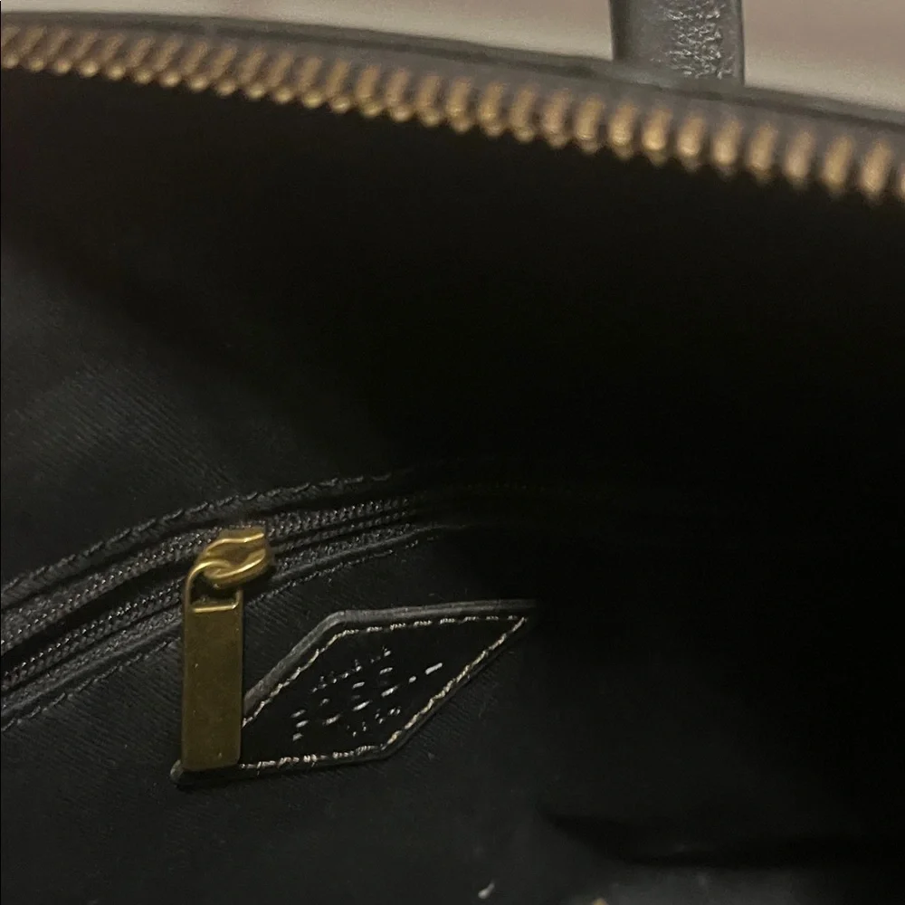 Fossil Black Leather Double-Handle Briefcase Tote